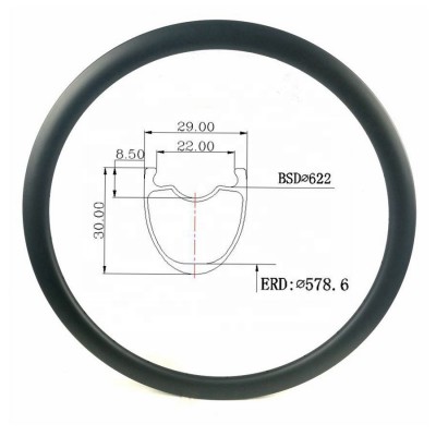 Synergy700c Bicycle Xiamen Bike  Blade rim Internal Width 22MM Wheels Rims 30mm Lightweight Disc Carbon Rim Tubeless